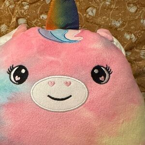 Squishmallow Prim the Unicorn Holds Blanket In Zipper Compartment Hand Pockets
